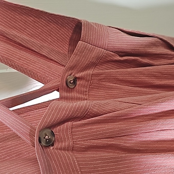 One Clothing Pink Striped Jumpsuit Wide Leg Capri Size S - Picture 3 of 6